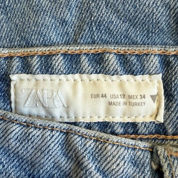 ZARA Wide Leg High-Rise Jeans – Light Wash, Size 12 - Picture 9 of 11
